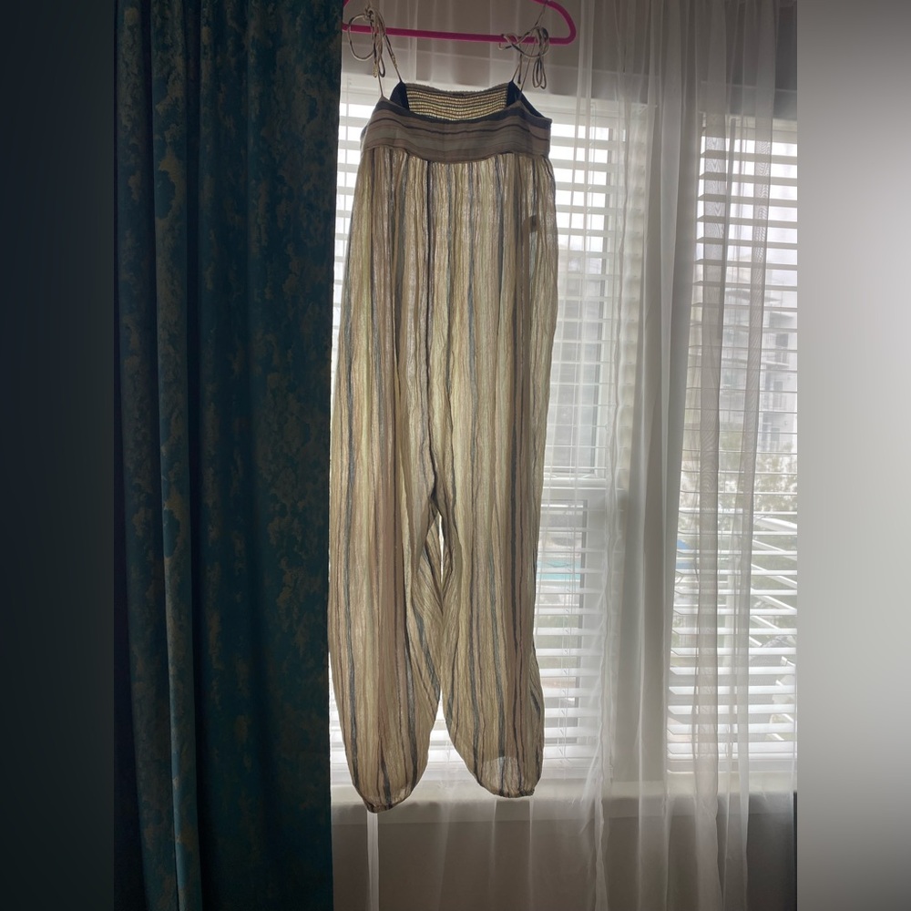 Free People Striped Sheer Wide-Leg Onesie jumpsuit